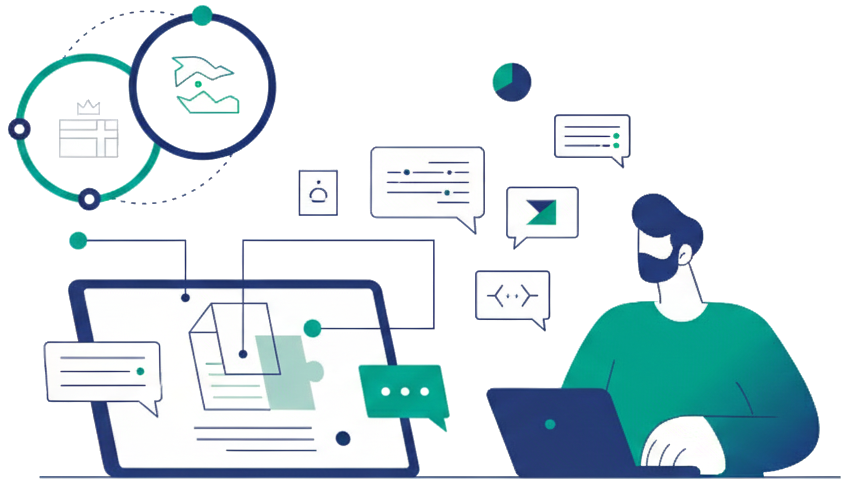 Illustration showing Denmark neighborhood and language connection